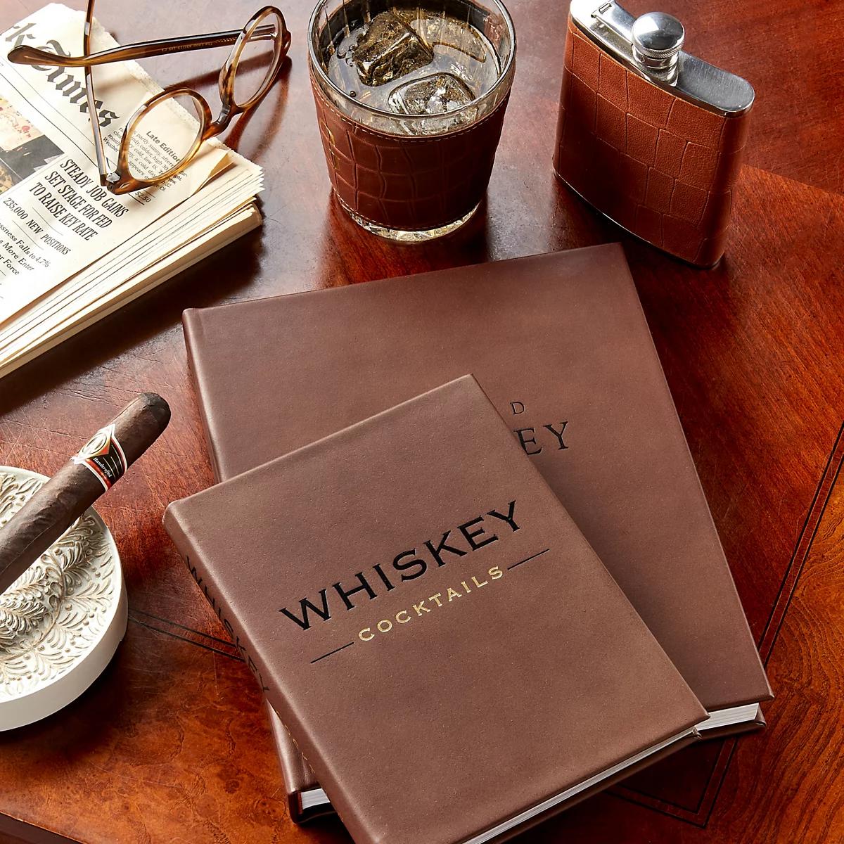 Leather-Bound Whiskey Cocktails Book