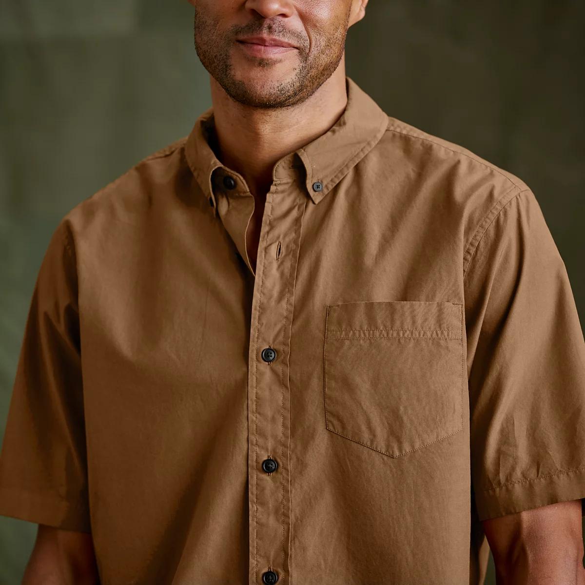 Garment-Dyed Poplin Short-Sleeve Shirt