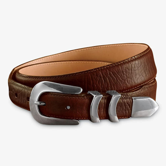 Silver Buckle Bison Tapered-Edge Belt