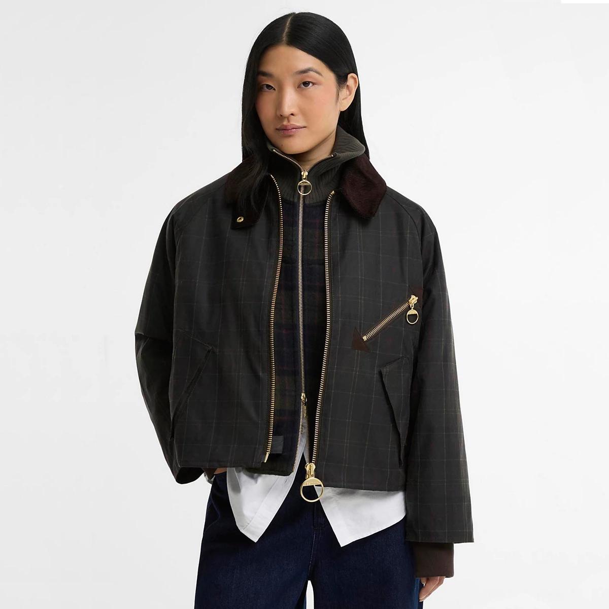 Barbour® Arlene Checked Waxed Jacket