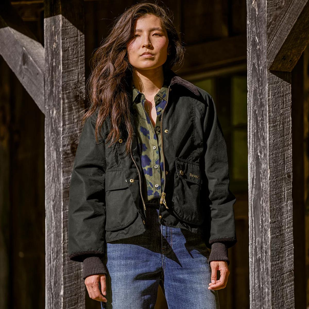 Barbour® Cropped Beadnell Waxed Jacket
