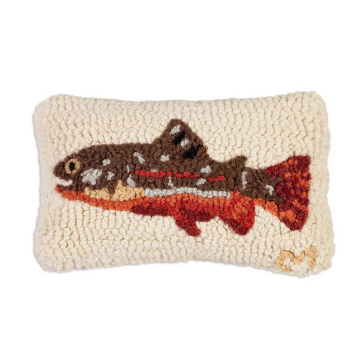 Maple Trout Hand-Hooked Pillow 8" x 12"