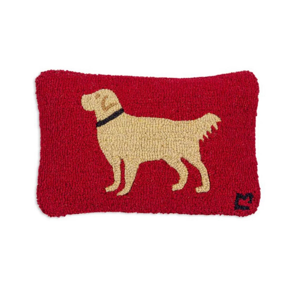 Golden Retriever Hand-Hooked Pillow 12" x 18"
