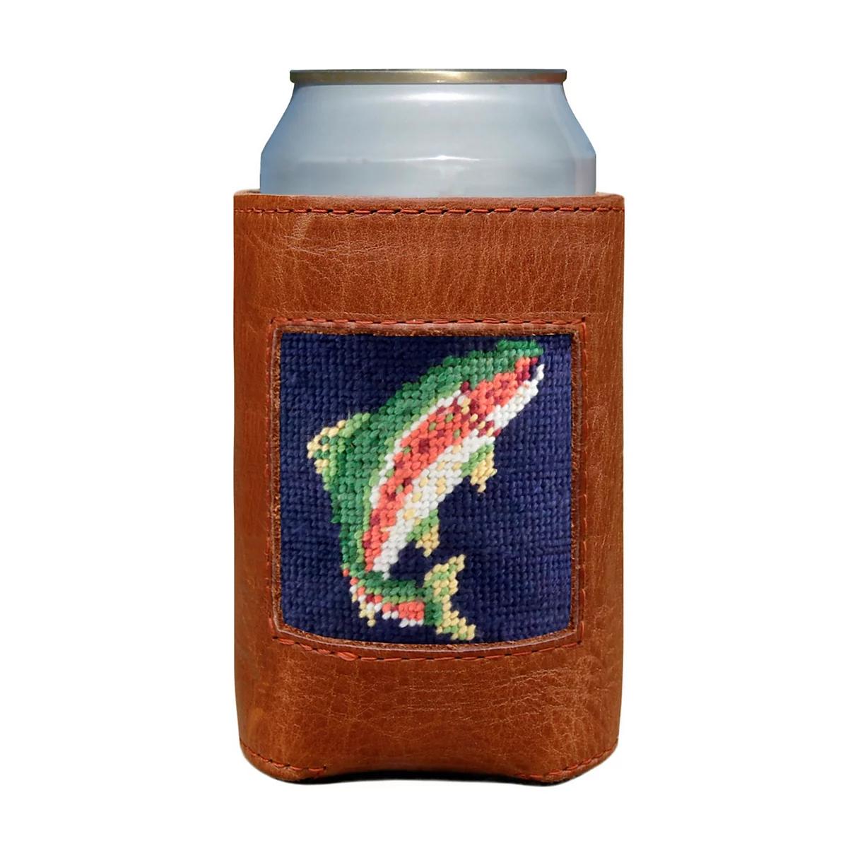 Leather Needlepoint Can Cooler