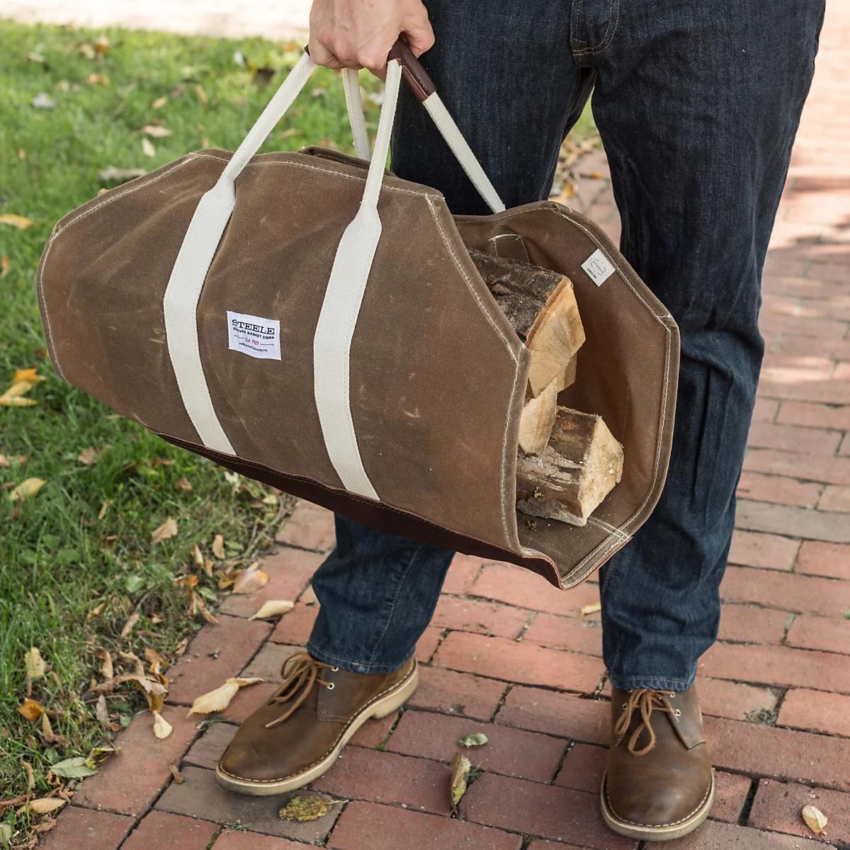 Canvas And Leather Log Carrier