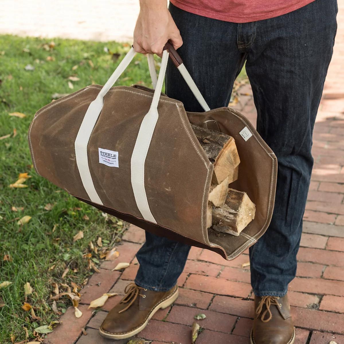 Canvas And Leather Log Carrier