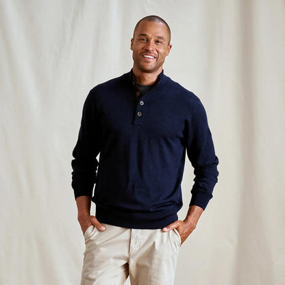 Merino Button Mockneck Sweater