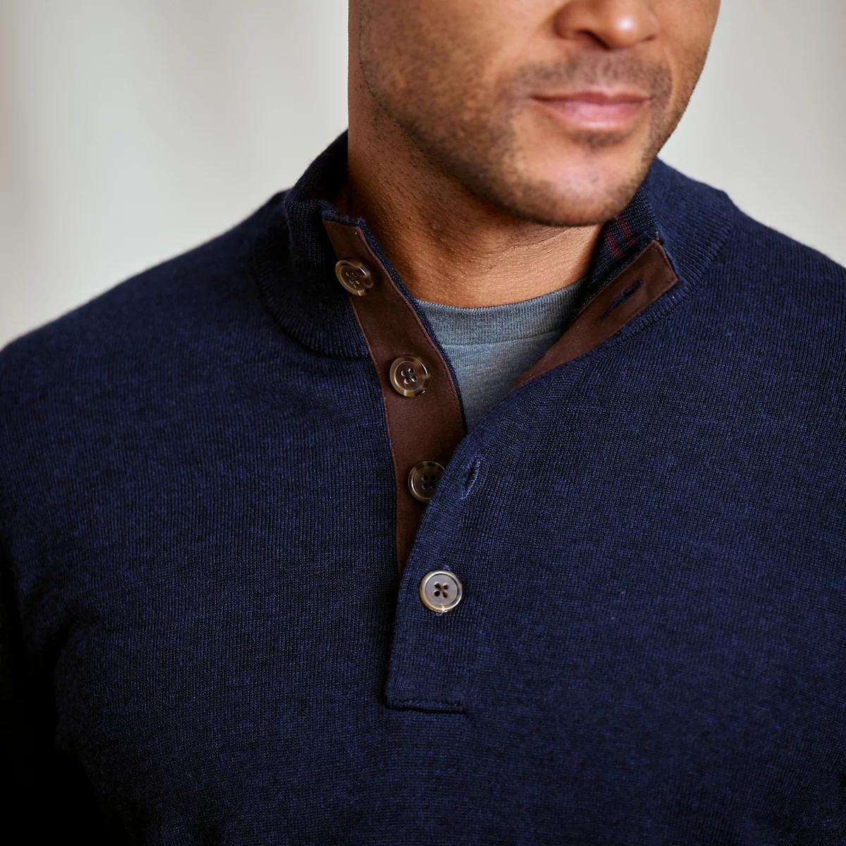 Merino Button Mockneck Sweater