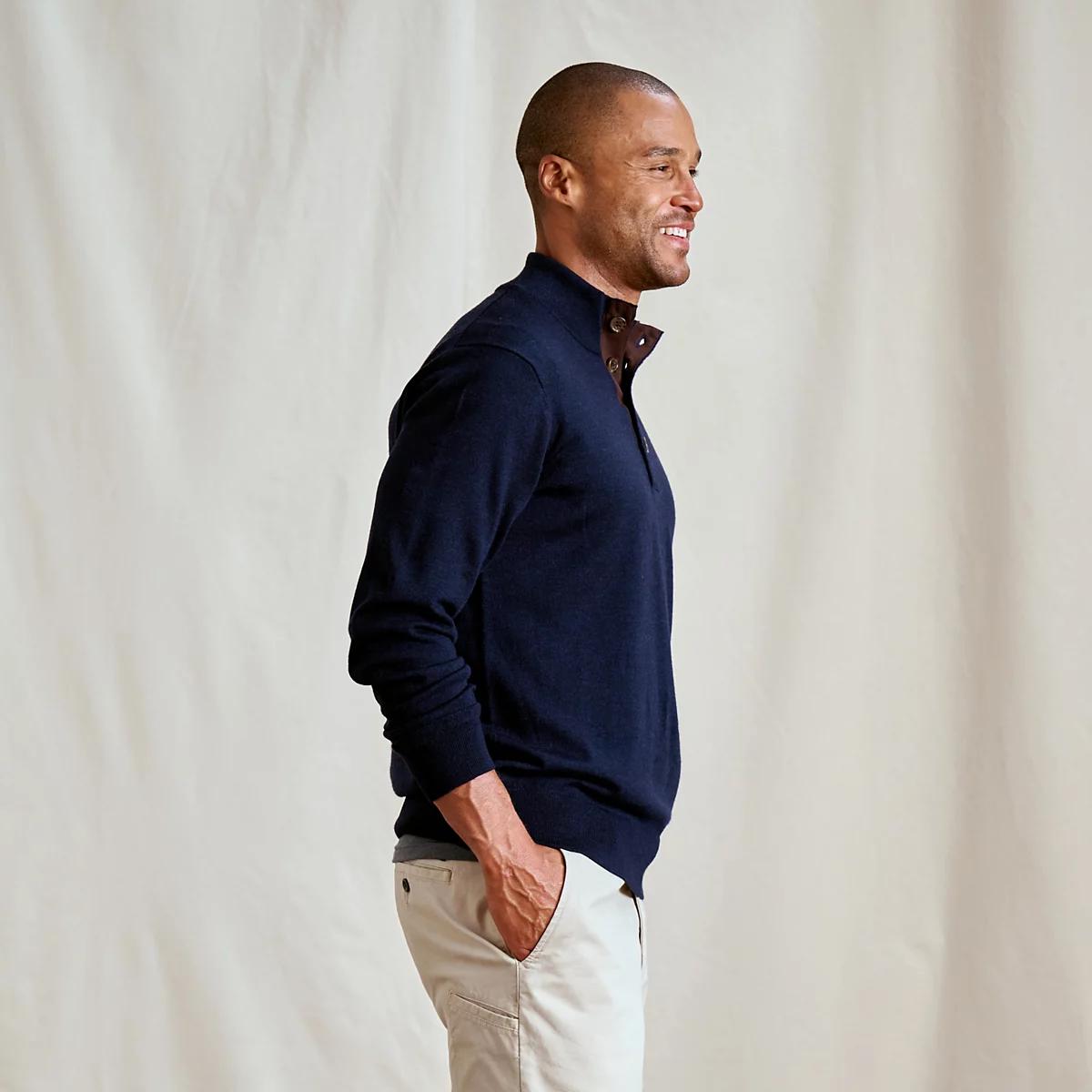 Merino Button Mockneck Sweater